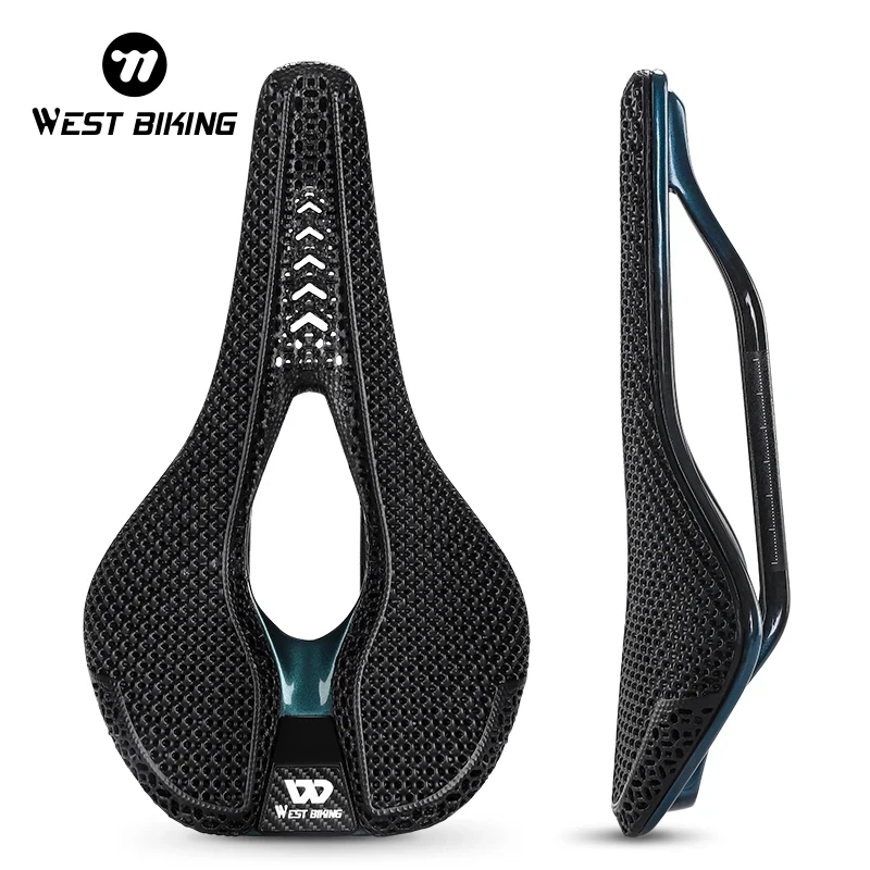 

WEST BIKING T800 3D Printed Carbon Saddle Professional Road Bike Short Nose Seat Ultralight Racing Bike Saddle Bike Accessories