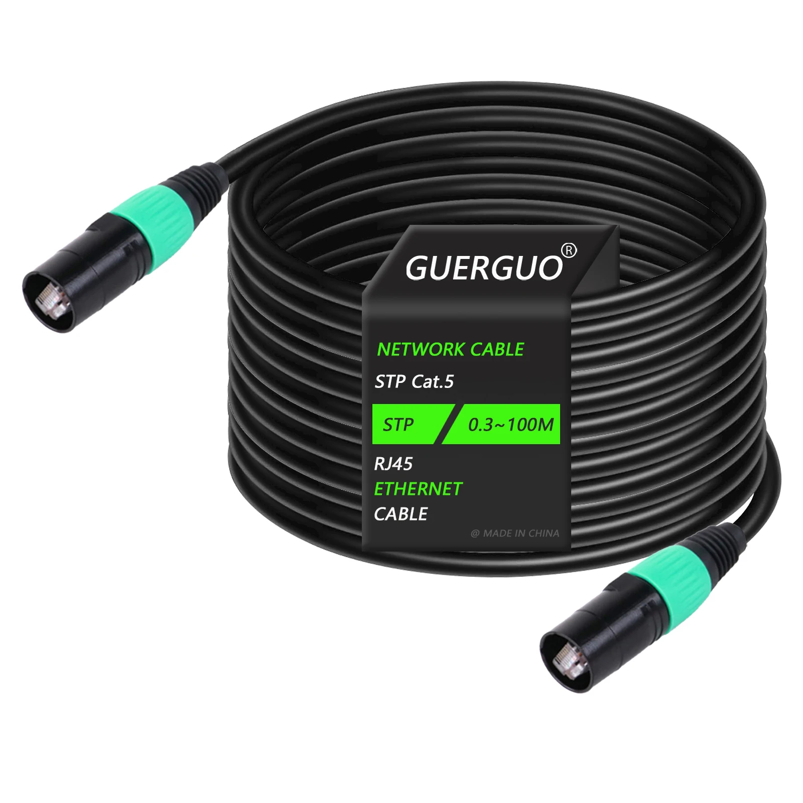 0.3M-100M Afgeschermde CAT5/CAT5E RJ45 Stage Ethernet Verlengkabel Outdoor & Indoor LAN Netwerk STP/SFTP Kabel met Zinklegering Plug - afbeelding 1