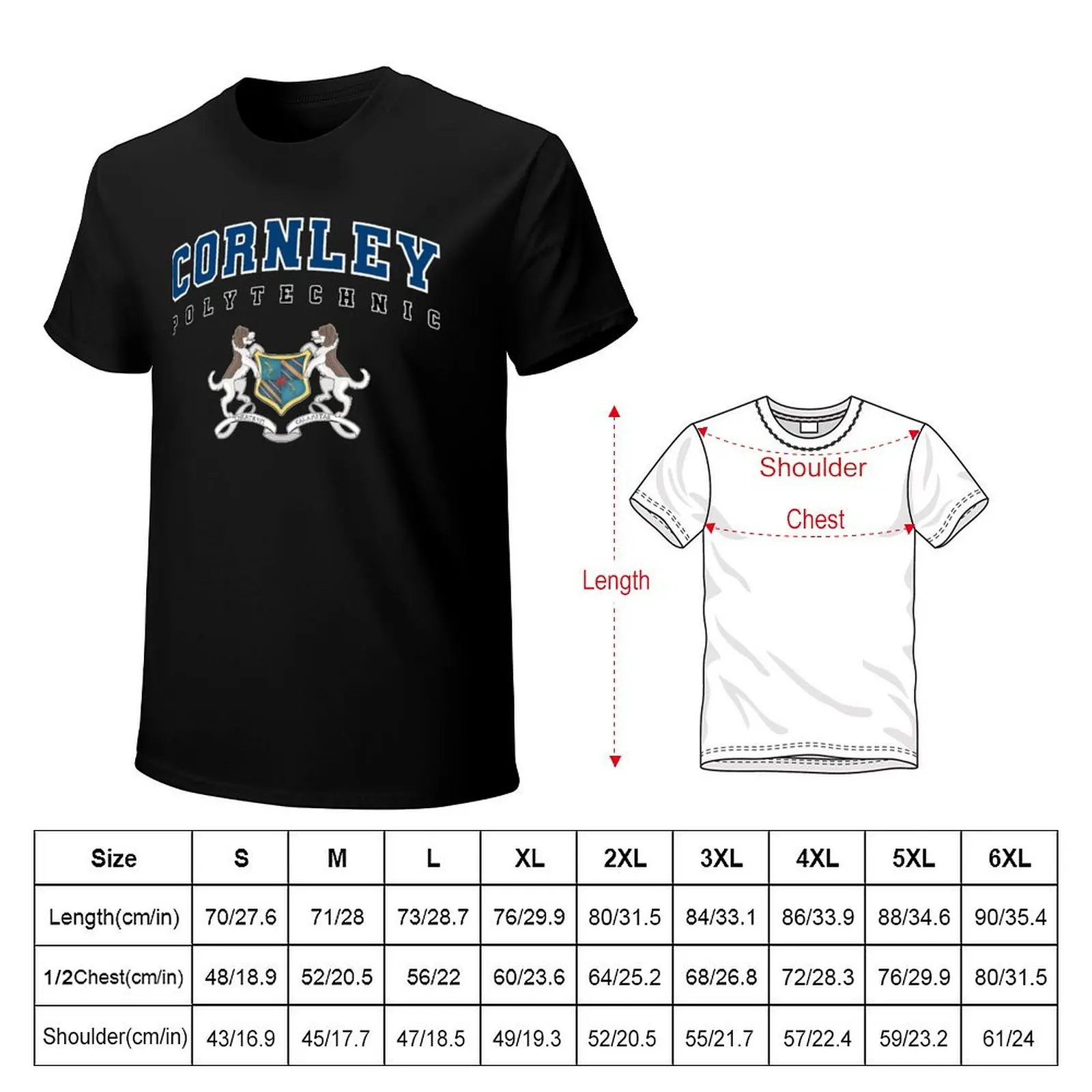 Cornley Polytechnic BLUE T-shirt plus size tops aesthetic clothes sublime slim fit t shirts for men