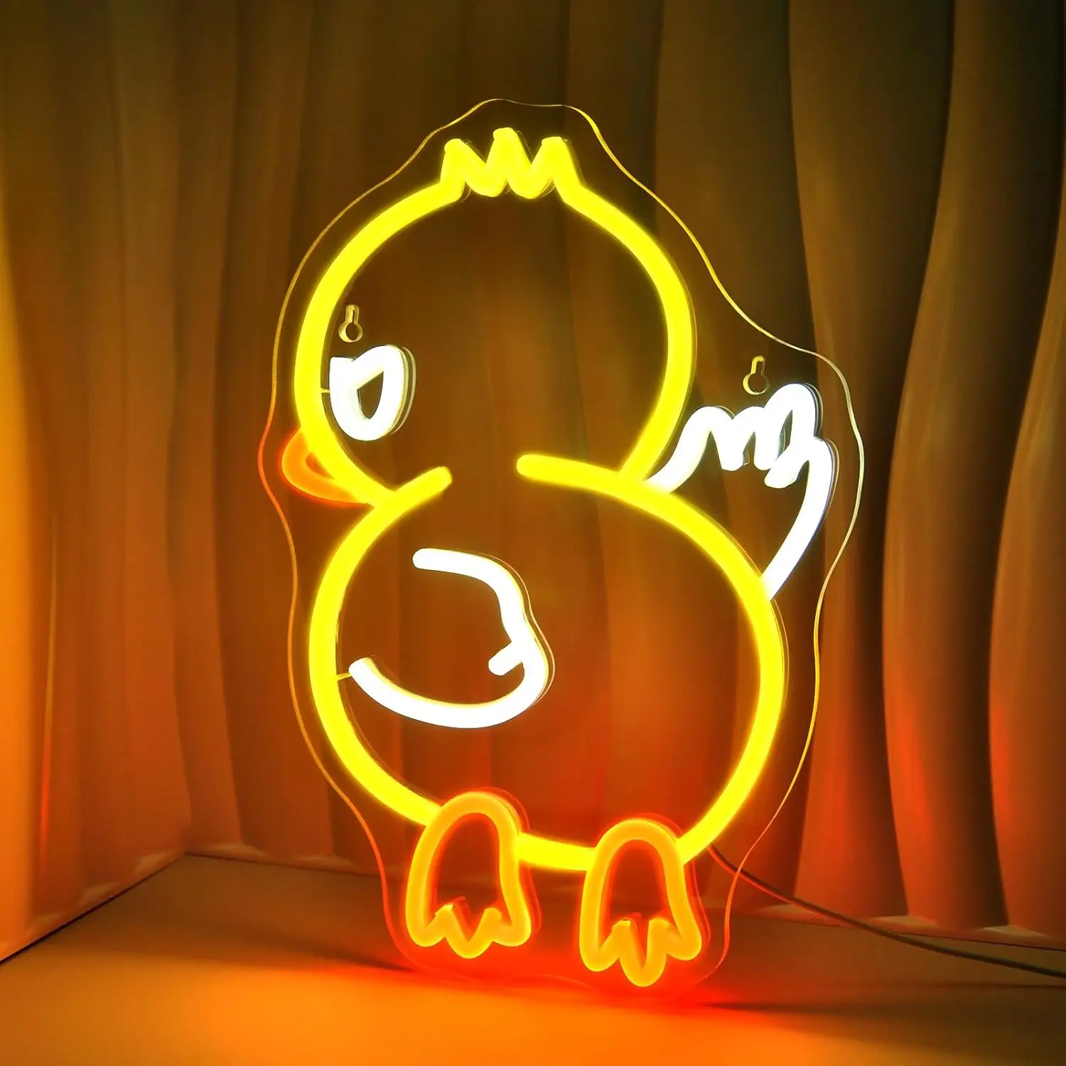 

Duck Off Neon Signs for Wall Decor Dimmable Yellow White Letter for Preppy Room Decor for Birthday Party Decoration USB Powered