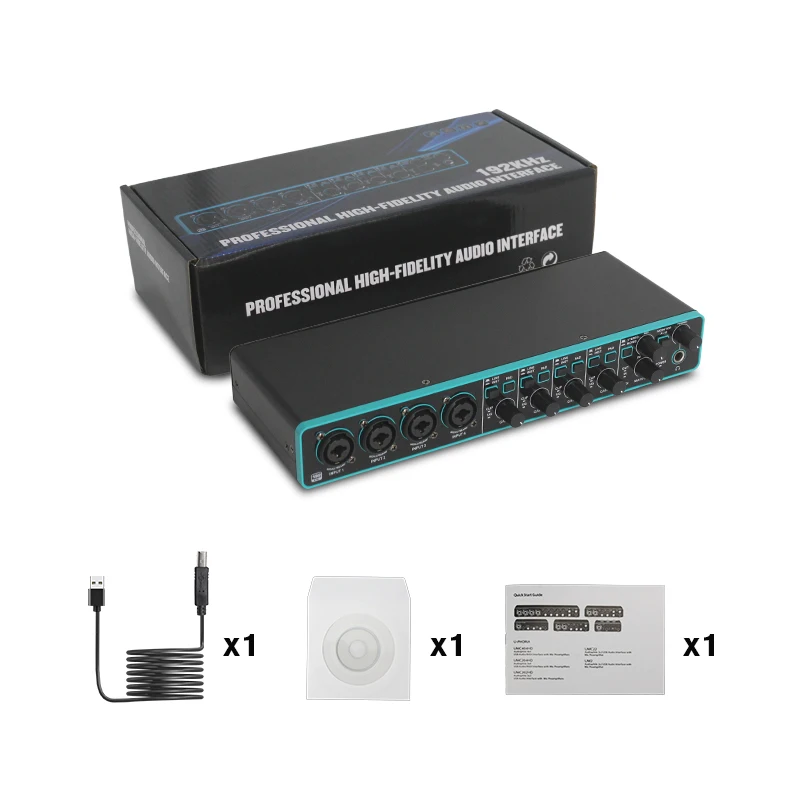 Audio Interface Sound Card Professional Usb Interface 4×4 With Mic Preamplifier For Recording