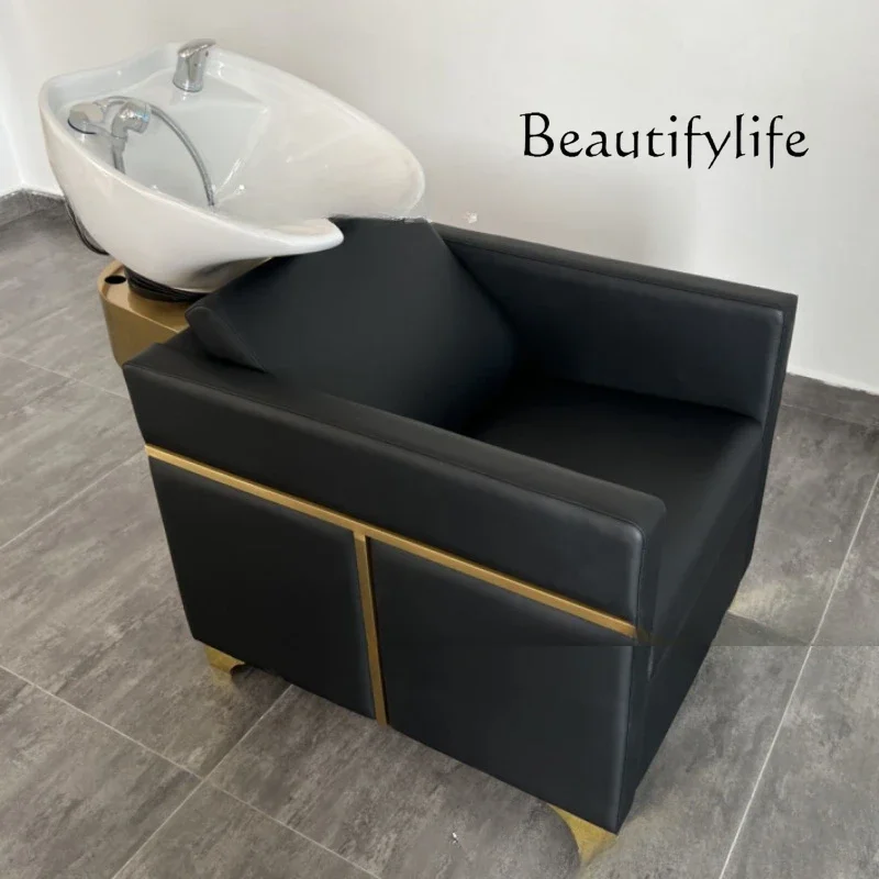 Hair Saloon Dedicated Lying Half Ceramic Basin for Hair Washing Station Flushing Bed