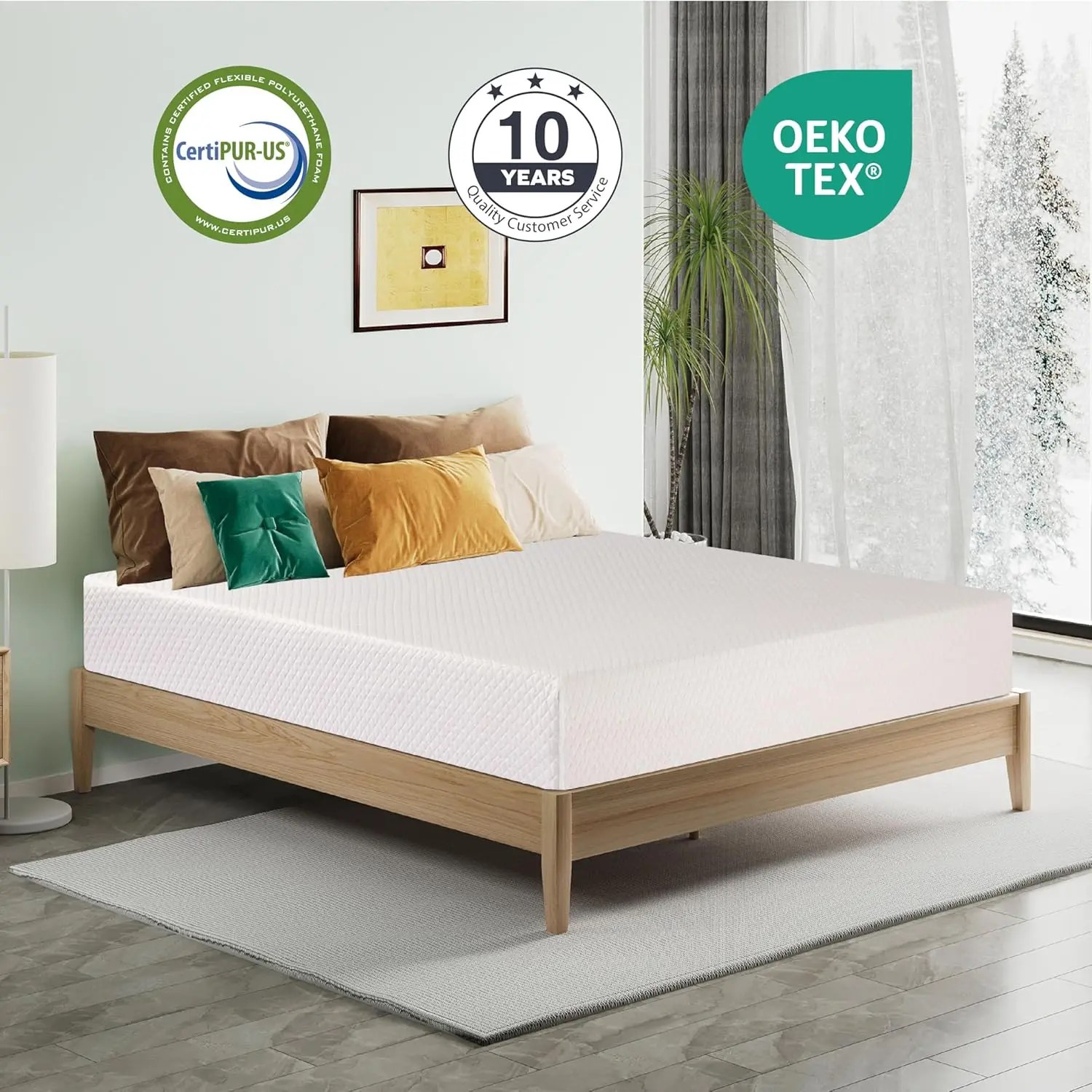 8 Inch Twin Mattress,  Certified Green Tea Gel Memory Foam Mattress in a Box Fiberglass Free, Kids Mattress for Bunk