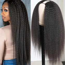 Sleek U Part Wig Brazilian Yaki Straight Human Hair Wigs For Women Nature Black And Remy Natural Brown 2# Kinky Straight Wigs