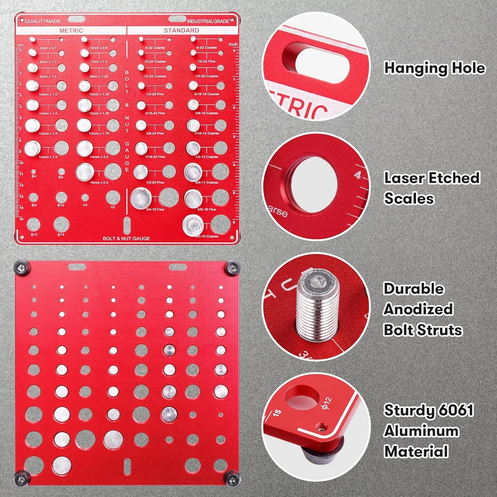 42 Nut and Bolt Thread Checker Set Bolt Size Thread Gauge Standard Metric 19 Standard 15 Metric Sizes Inch Male Female Screw Identifier Measurement Tool Garage Workshop Home Hardware Fastener Threaded Insert