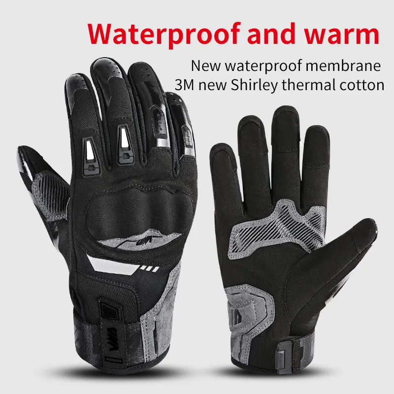 VND C-06 Winter Motorcycle Riding Gloves Windproof Waterproof Warm Riding Gloves Fashionable Retro Stitching Driving Gloves