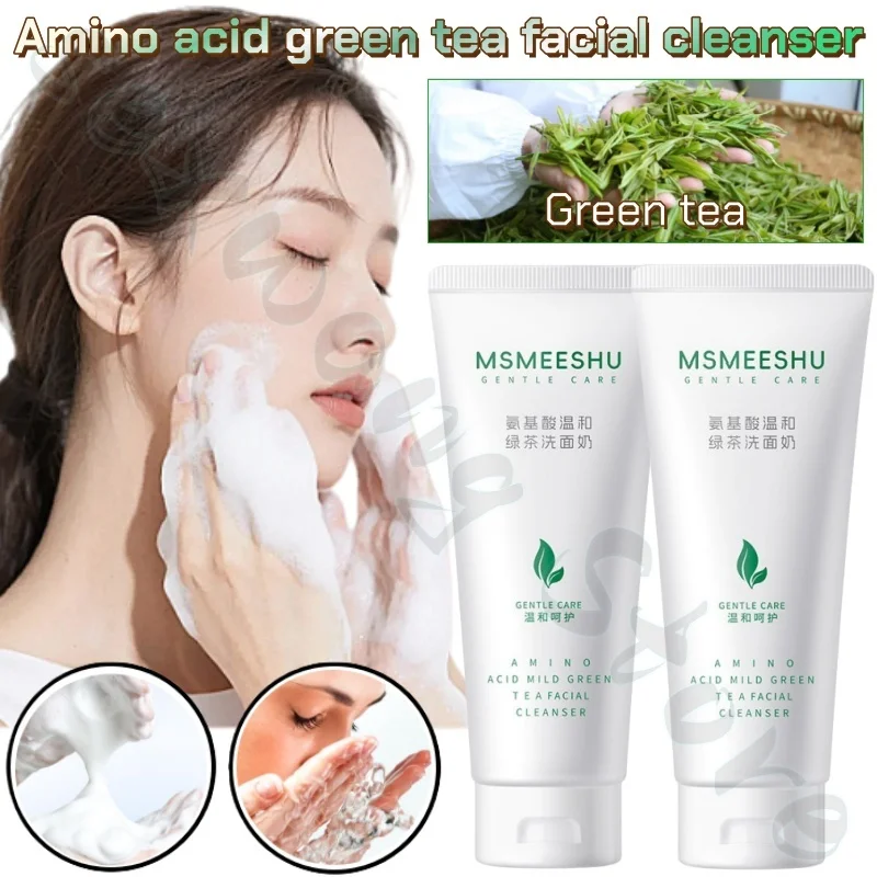 

MSMEESHU Amino Acid Green Tea Facial Cleanser Gentle Cleansing, Moisturizing, Rejuvenating, Refreshing and Non-Sticky 100g