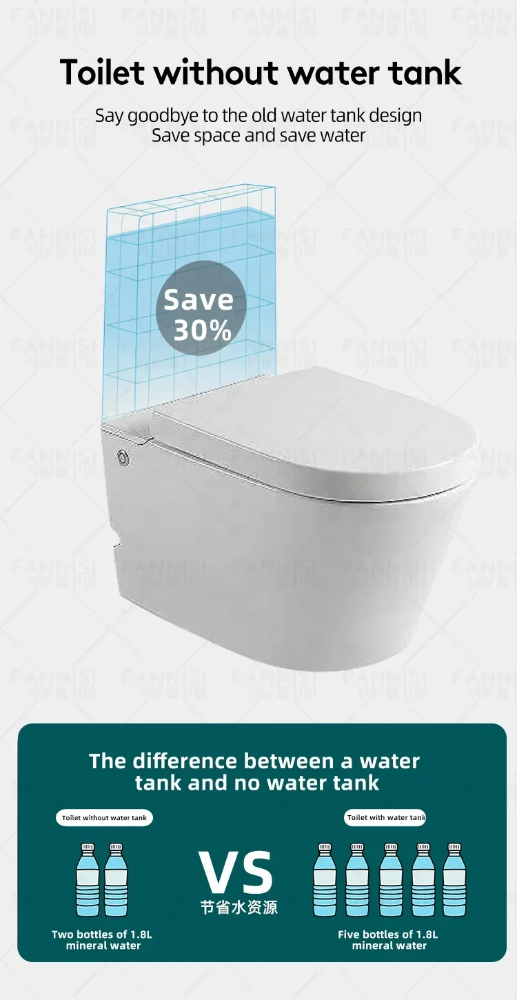 New Design Wall-Hung Rimless Ceramic Toilet Bowl Flushing Tankless WC Bathroom Toilet