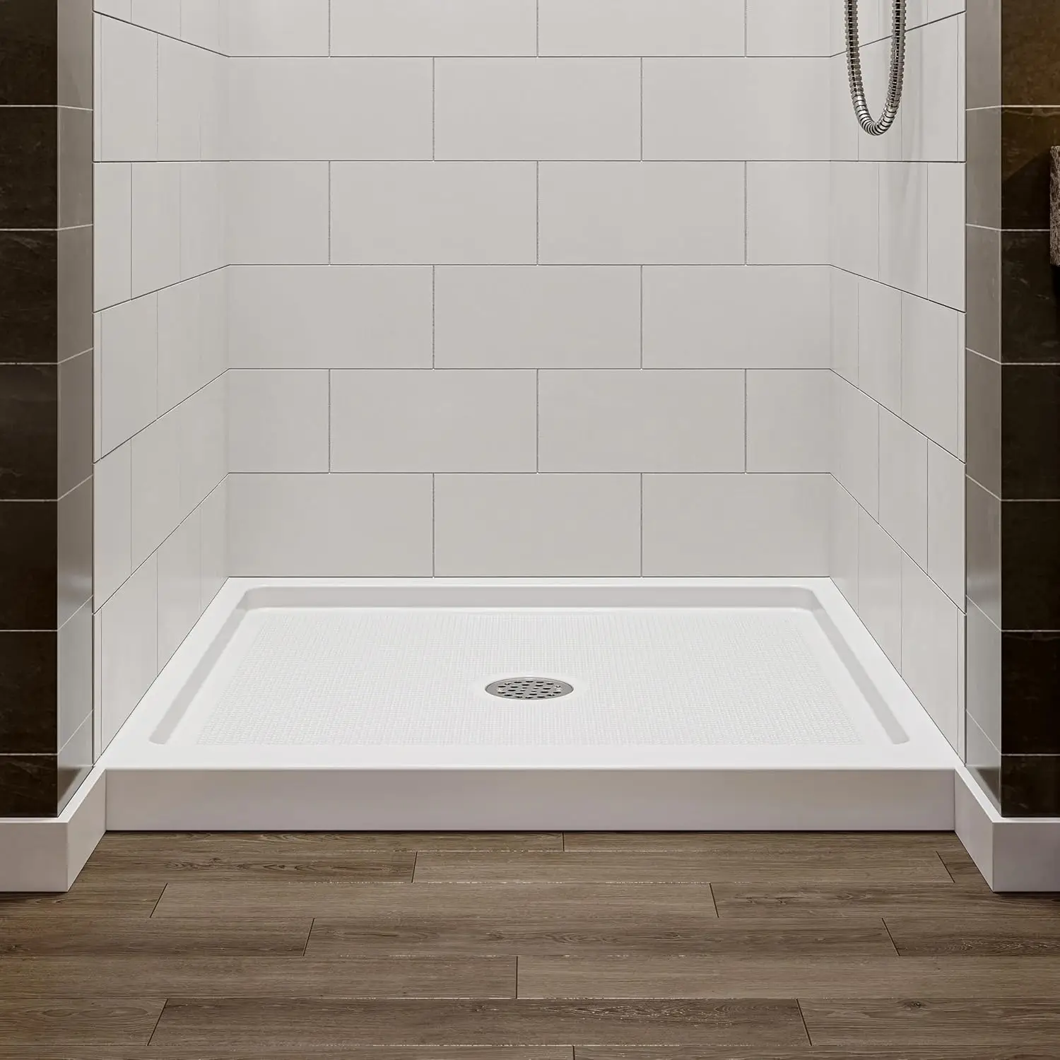 

Shower Base 36" x 36", Square Single Threshold Shower Pan for Bathroom, Non-Slip Texture, White Acrylic Shower Base Pan with Sta