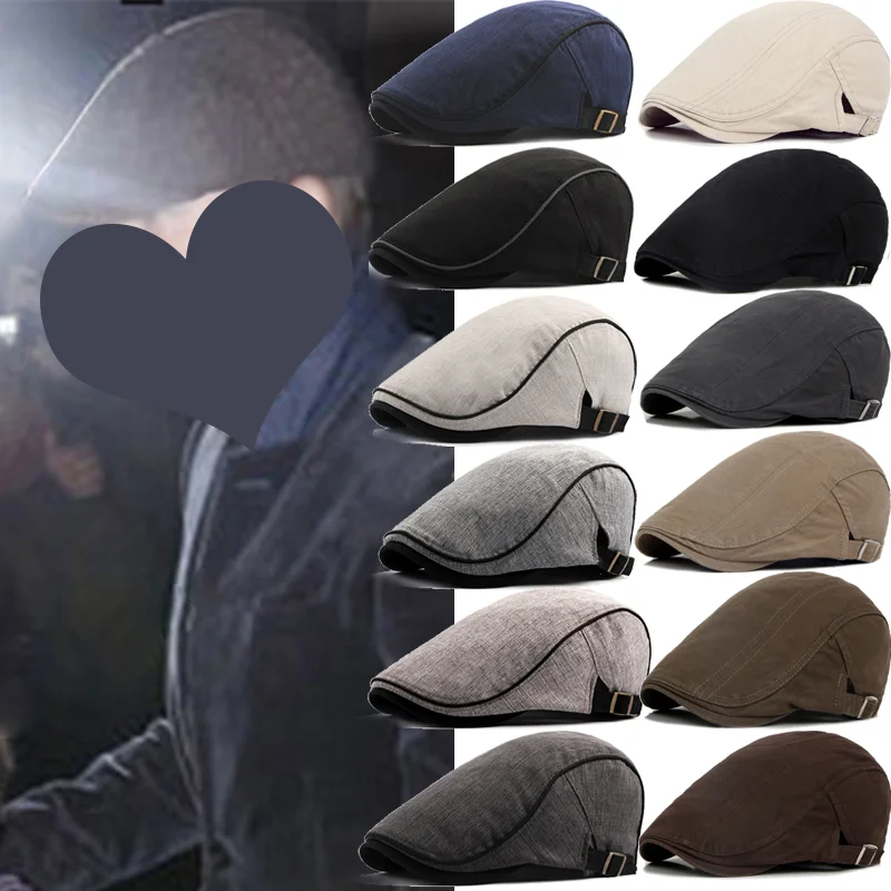 2022 Men berets Fashion Beret Cotton Solid Color Soft Top Casual Beanie Retro Literary Forward Cap Peak Cap Driver Hat Gift