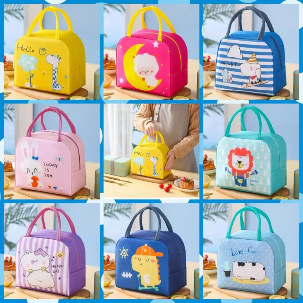 Aluminum Insulation Cartoon Cute Lunch Bag Insulated Thickened Thermal Lunch Bag Portable Animal Print Lunch Box Hangbag Gift