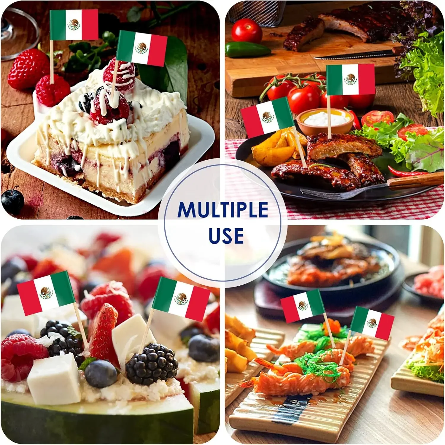 Mexico Toothpick Flag Mexican MX National Small Mini Cocktail Fruit Cupcakes Toppers Food Stick Flags Decorations,100 Pack