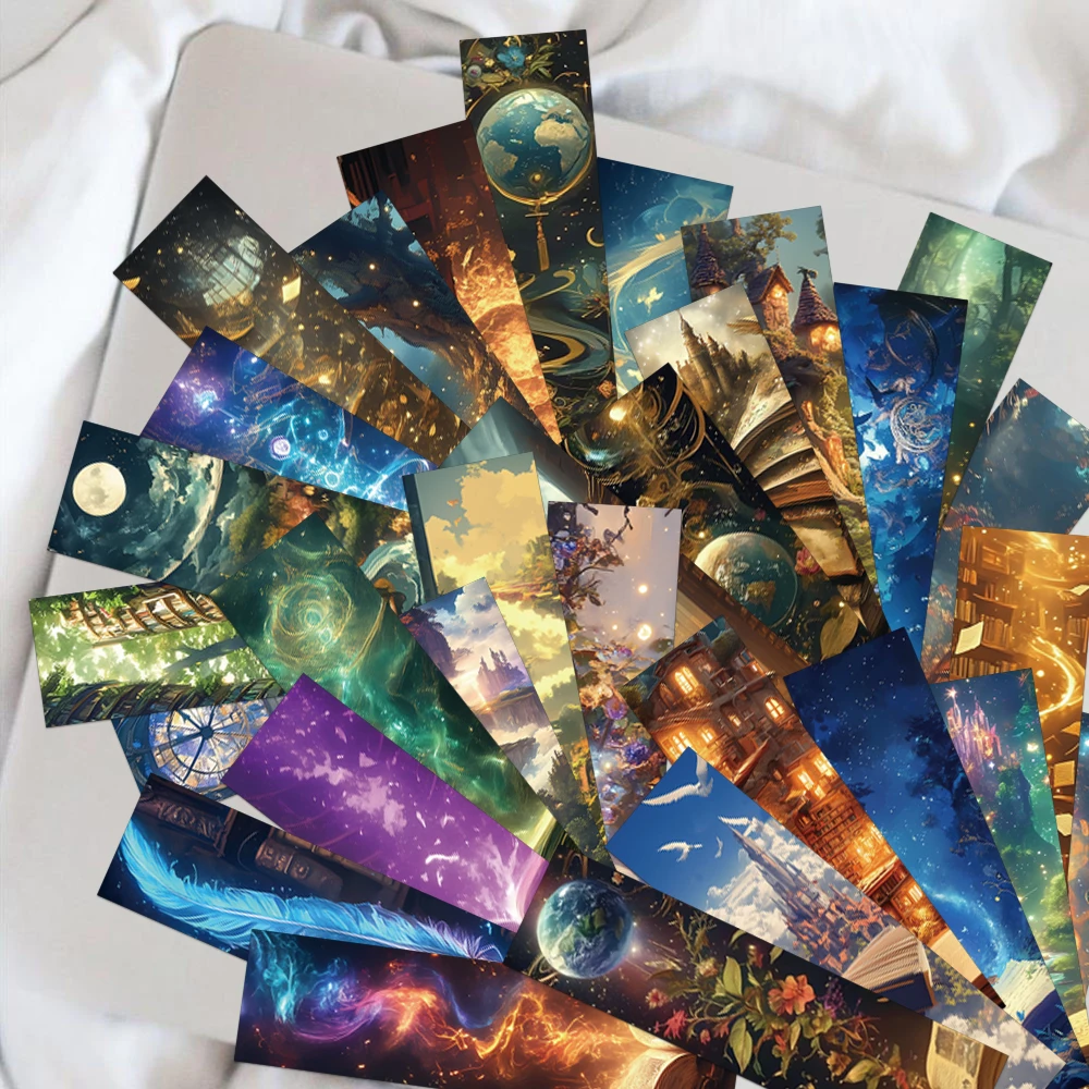 30/60PCS Creative Fantasy Reading Bookmarks High Beauty Cards Creative Reading Books Marking and Annotation DIY Bookmarks image 5