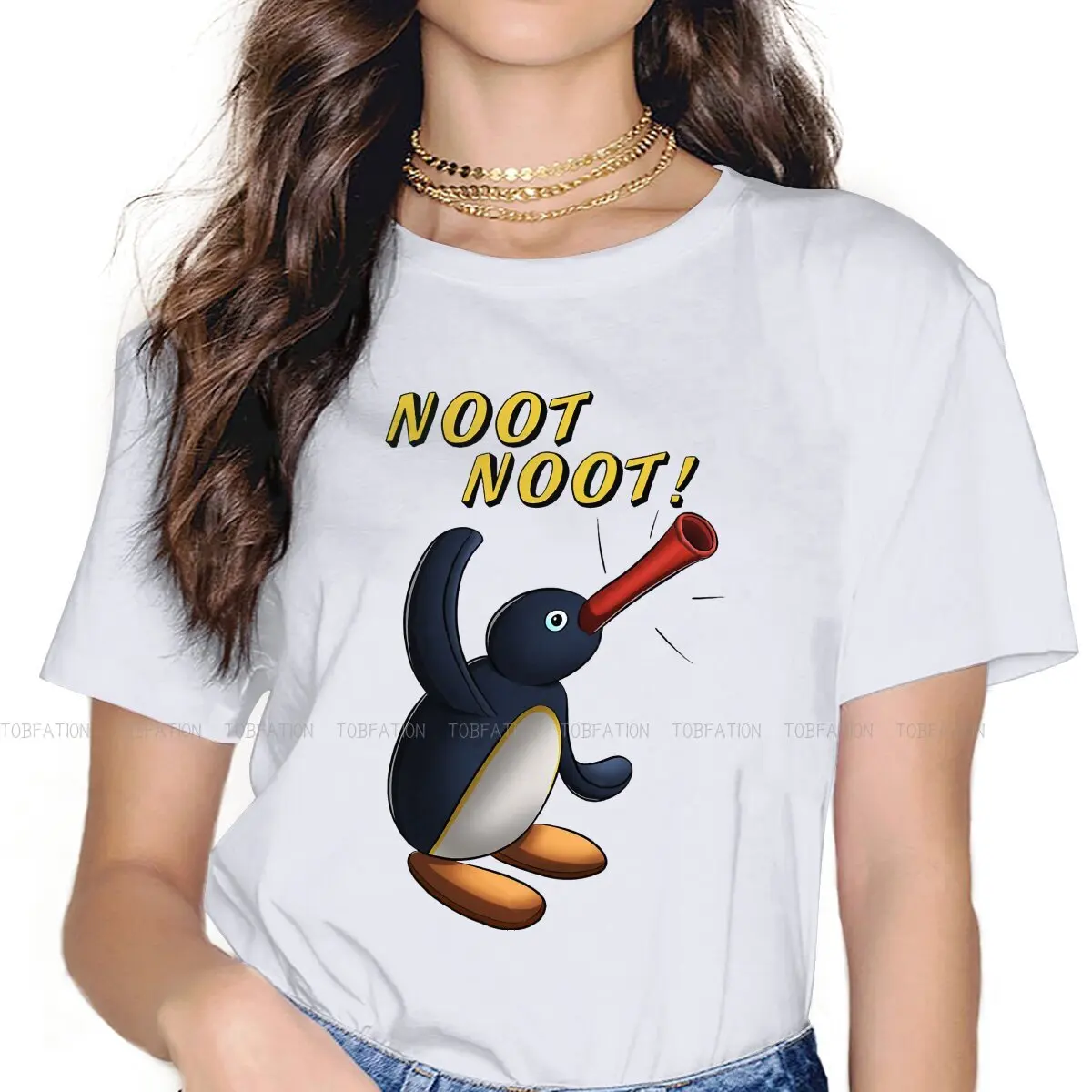 Noot Noot  Kawaii Girls Women T-Shirt Pingu Penguin Anime 5XL Blusas Harajuku Casual Short Sleeve Vintage Oversized Tops