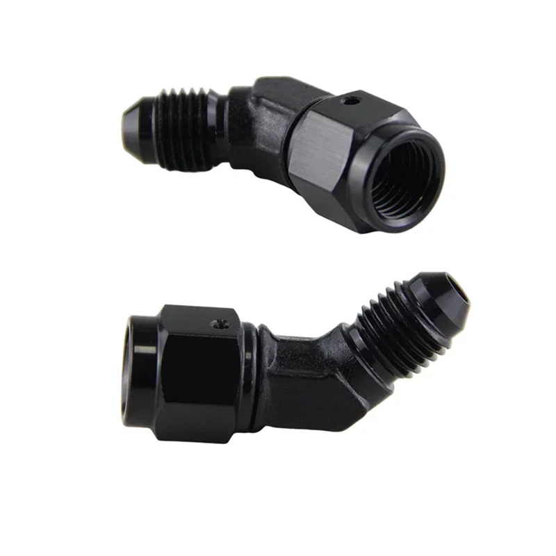 2PCS AN4 AN6 AN10 Female to 4AN 6AN 10AN Male 45 Degree Flare Swivel Hose Fitting Fuel Adapter Aluminium Black