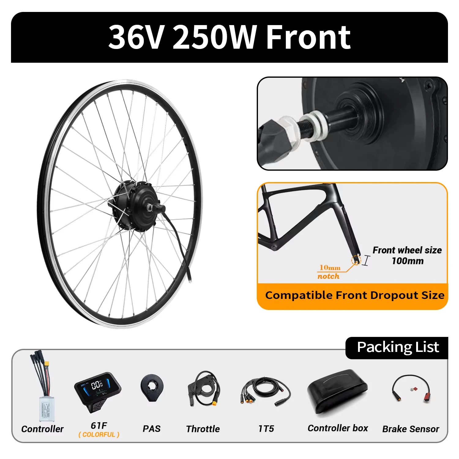ESOULBIKE e-bike ombouwset 36V 250W voorwielnaafmotor 72V 3000W 52V 2000W 48V 1500W 1000W 500W e-bike achterwiel cassette MTX