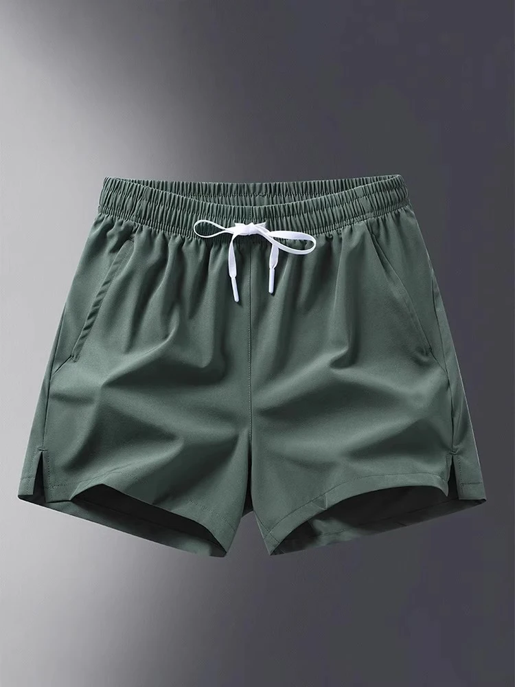 Ords da uomo in seta di ghiaccio estivo sottile Qui Dry Tee-quarter pantaloni casual da spiaggia larghi alla moda in nylon spandex motivo geometrico