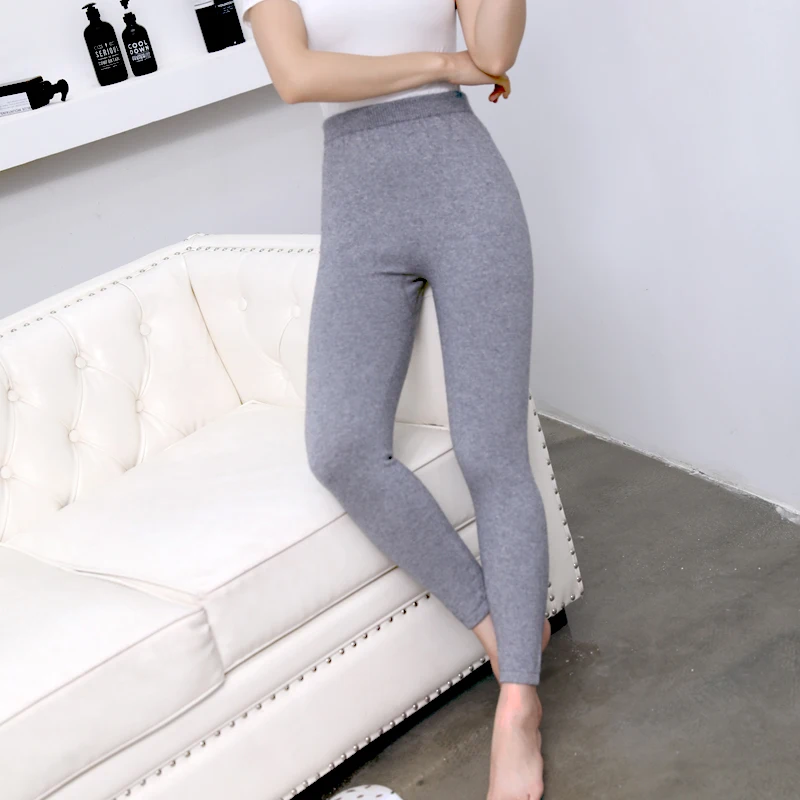 100% merino cashmere women's knitted trousers, warm, seamless trousers, leggings, medium thick, 2024 autumn and winter new style