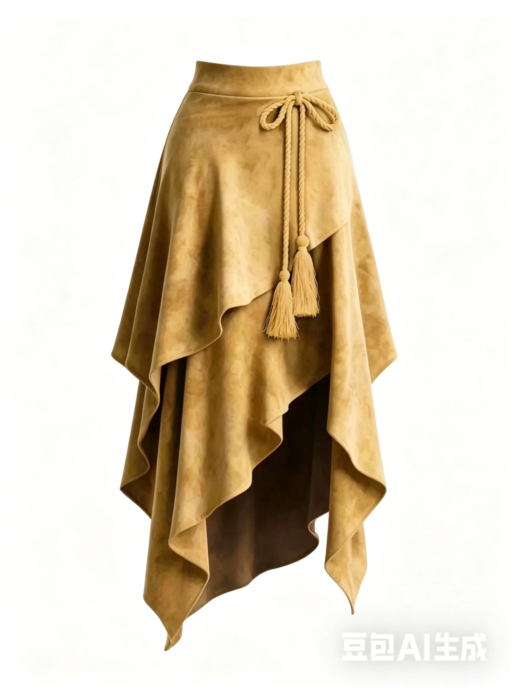 Damen-Retro-Wildlederrock im Western-Stil, Europäische Größe, Einfarbig, Unregelmäßiger Halbrock für Freizeitkleidung – Detail 16