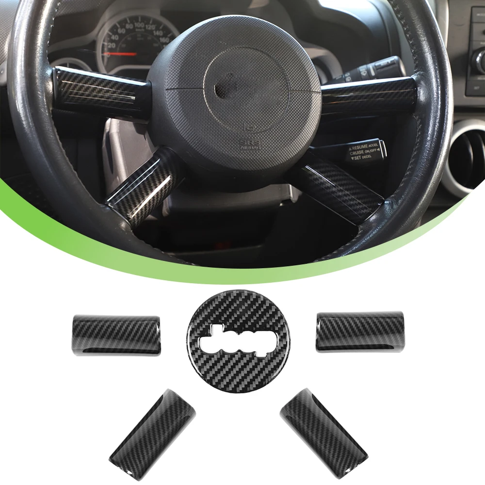 Car Steering Wheel Decoration Cover Trim Protector for Jeep Wrangler JK JKU 2007 2008 2009 2010 2/4-Door Interior Accessories