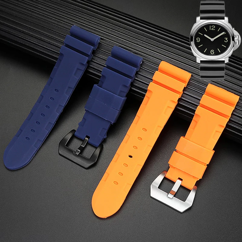 Rubber Watch Strap for Panerai SUBMERSIBLE PAM441 PAM01209 Pa111 359 Silicone Watch Band 22mm 24mm Watch Bracelet Accessories