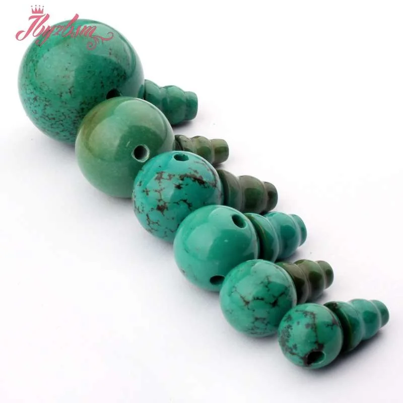 Natural Turquoise Round Pagoda Tibet Guru Spacer Stone Beads 1Set For DIY Bracelet Jewelry Making 8/10/12/14mm Free Shipping