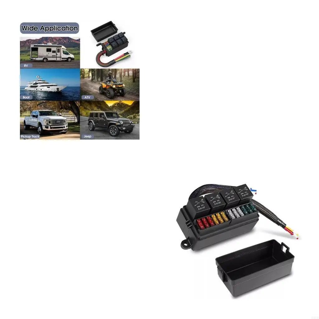 

12V-24V Relays Fuses Block 4 Pre Relays 12 Fuses ABS Housing Suitable For Truck Car Electrical System Upgrades H9EE