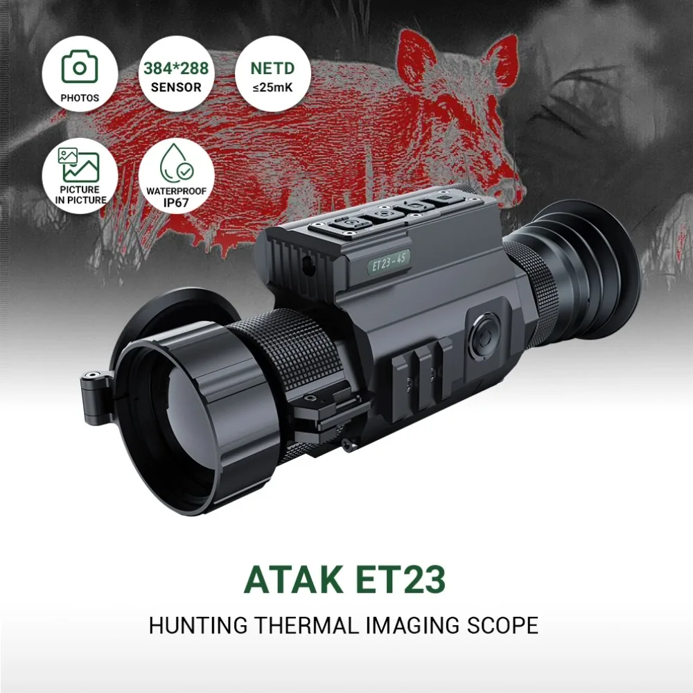 ATAK ET23 Hunting Thermal Imaging Scope Ballistic Calculator 384*288 NETD 25mK PIP Monocular VS PARD SA32 тепловизор для охоты