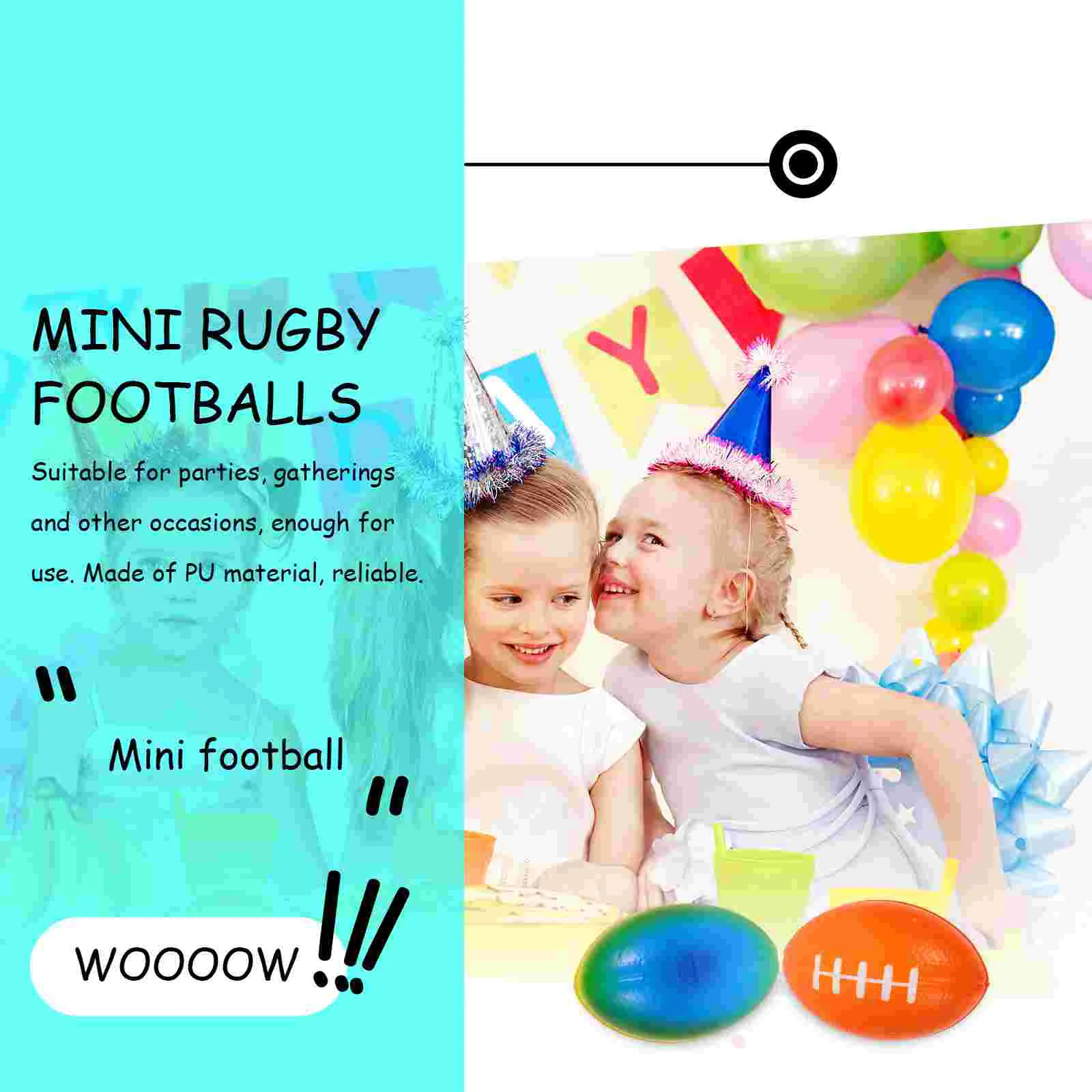 6 stuks speelgoeddecoratie feestartikelen mini PU sportbal voetbal (gemengde kleur) 6 stuks rugbyornament