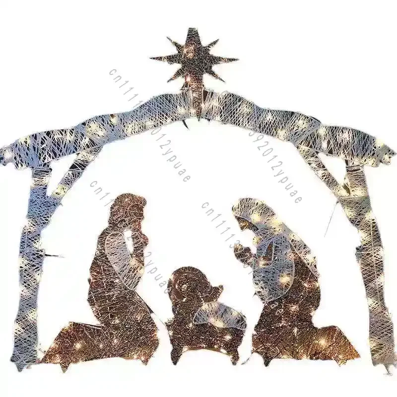 Christmas Manger Scene Decoration, Holiday Display Ornament, Venue Decor for Supermarket & Event Layout