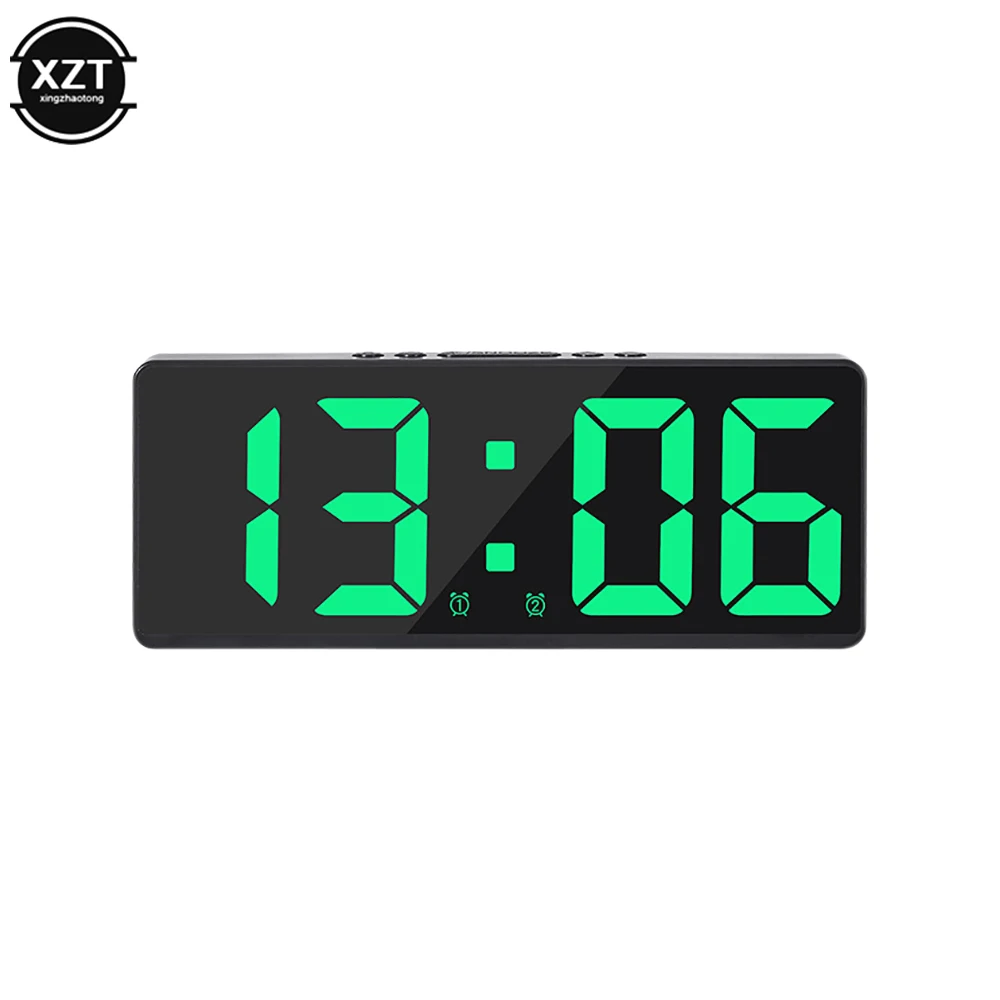 Smart LED Clocks Voice Control Digital Alarm Clock Teperature Snooze Night Mode Desktop Table Clock Large Screen Digital Clock