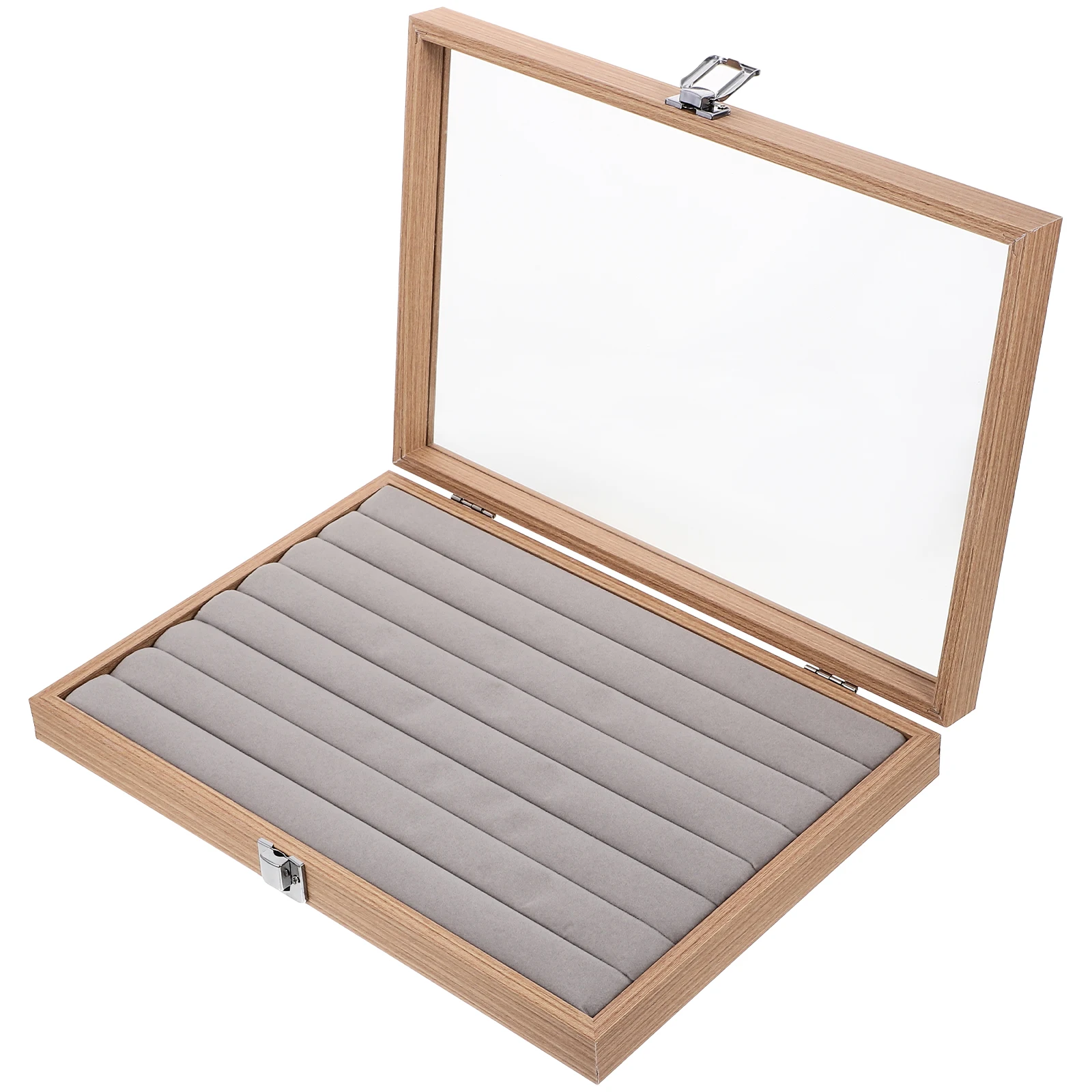 

Wooden Jewelry 12 Grid Large Jewelry Box Organizer Capacity Necklace Case Clear Lid Organizer Storage Display Boxes