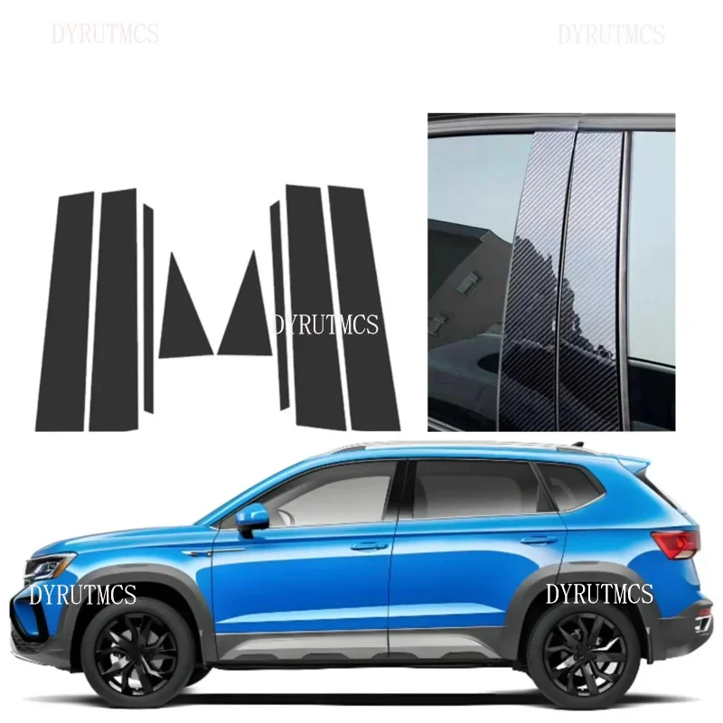 

Glossy Black Pillar Post Fit For Volkswagen Taos Tharu 2022~2025 Window Door Column BC Mirror Effect Cover Trim Car Stickers