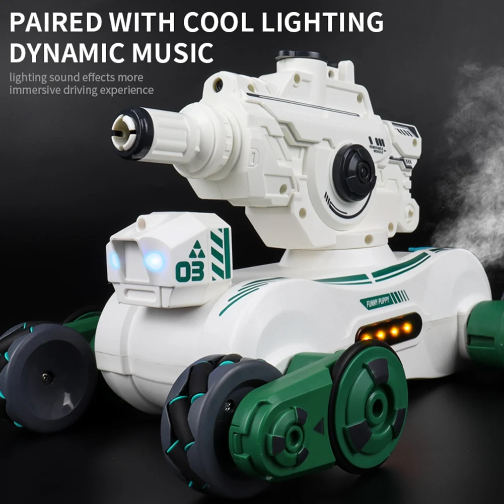 WOTT-RC Auto Palla d'Acqua Robot Cane Spray Musica Luce Telecomando Rilevamento Gesto 2.4G 360 Rotante Tiro