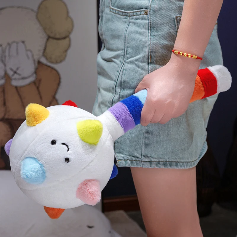 Kawaii Cute Meteor Hammer Mace Plush Toy Medieval Spiked Ball Stuffed Doll Massage Stick Prop Creative Cartoon Gift