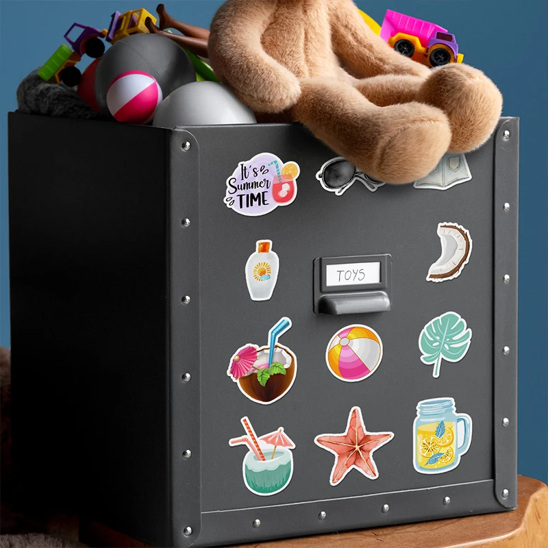 50 шт., летние свежие и чистые праздничные пляжные наклейки, мультяшные эстетические канцелярские принадлежности, шлем, чемоданы, мультяшные наклейки, детские игрушки, подарок