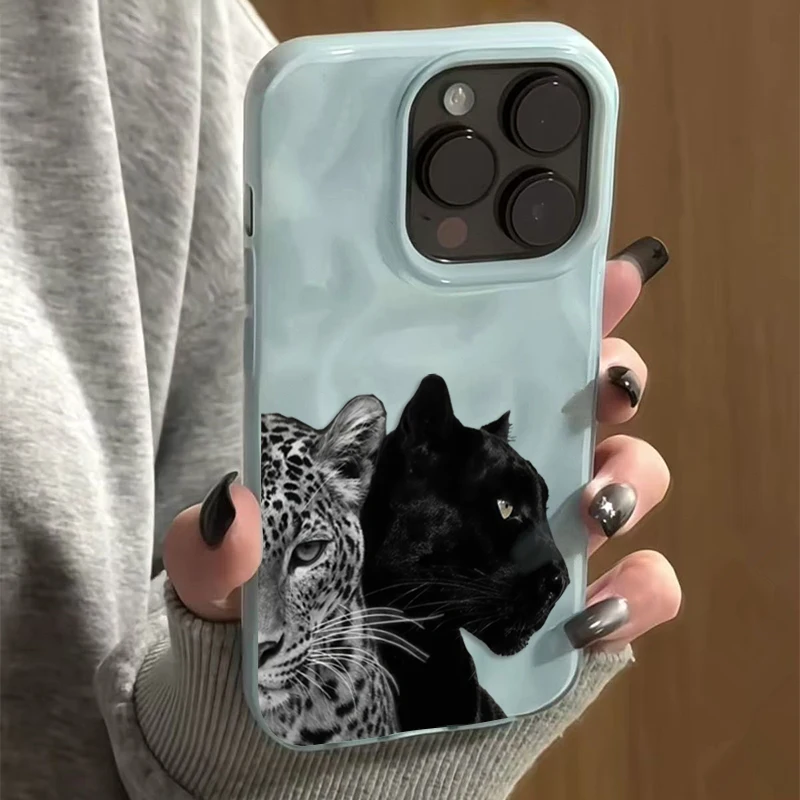 Противоударный чехол с ярким леопардовым узором и складками для iPhone 16, 15, 14, 13, 12, 17 Pro Max Plus 17, мягкий силиконовый чехол