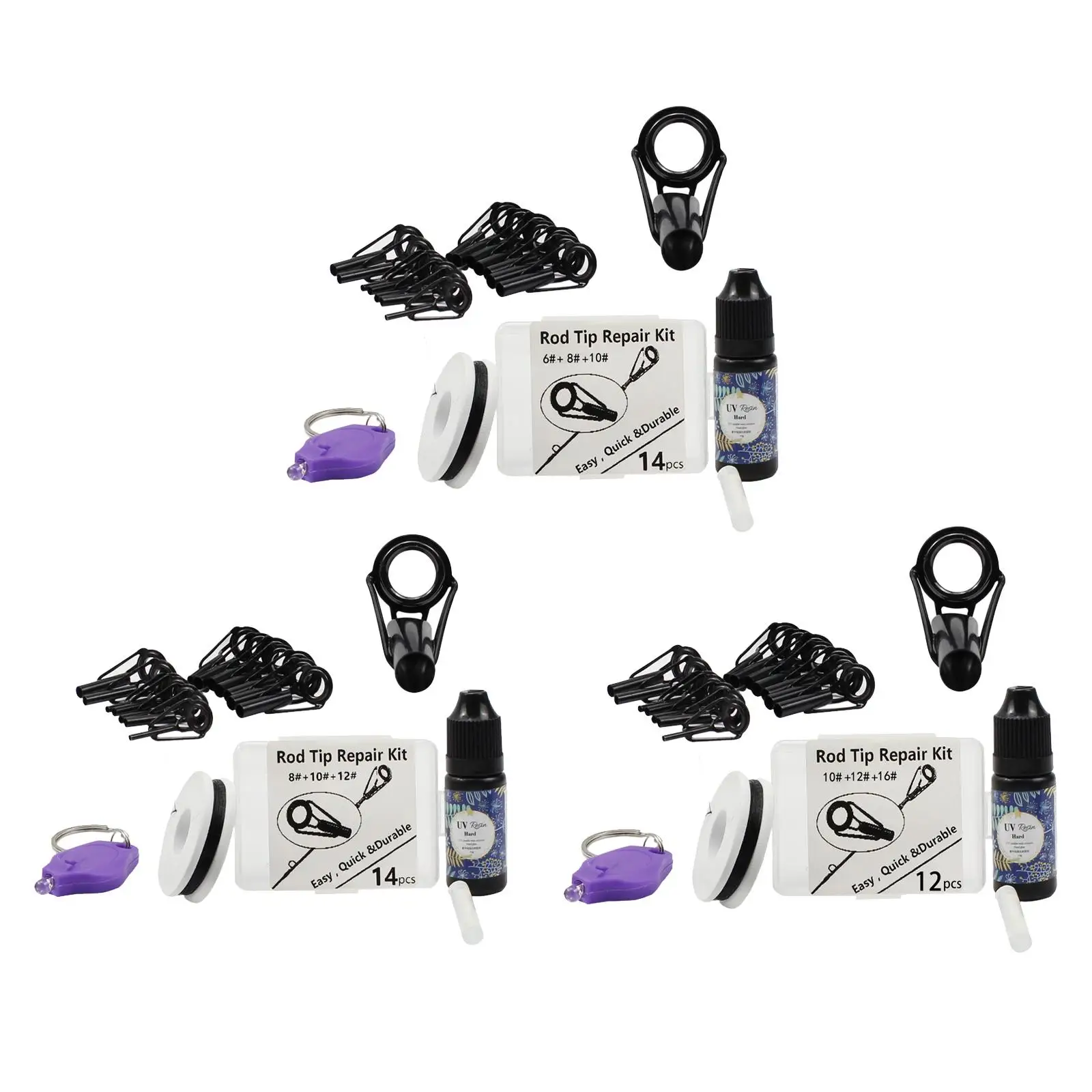 طقم إصلاح طرف قضيب الصيد من الفولاذ المقاوم للصدأ، حلقات توجيه من السيراميك مع