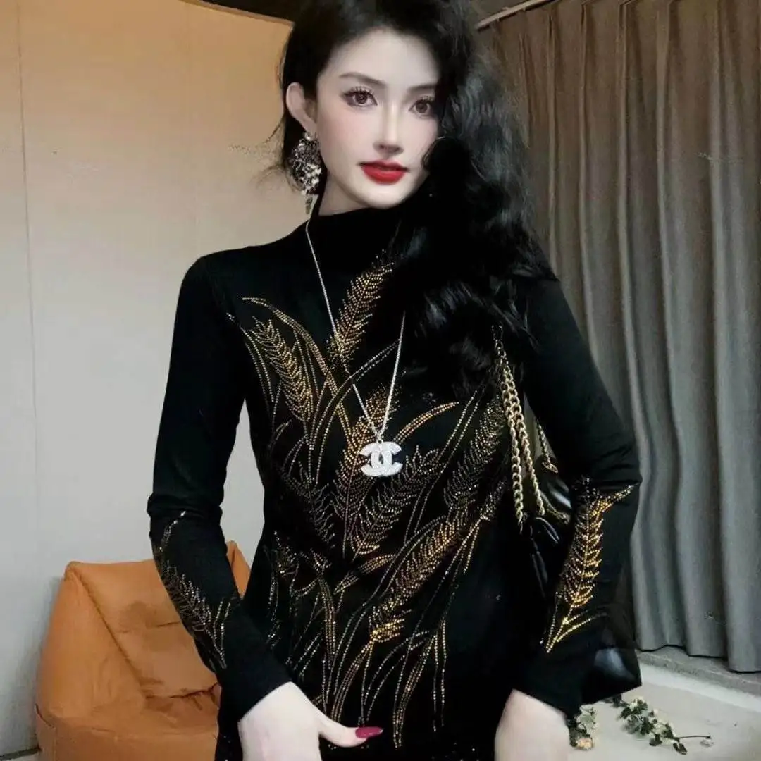 

Женская термофутболка Slim Fit Gold Irt Wheat Spike с богатой отделкой, осенне-зимняя, модная, утягивающая, трендовая