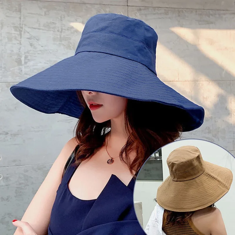 Japanese Sunshade Female Spring and Summer Sunscreen Free To Fold Big Brim Sun Hat Fisherman Hat Cover Face Oversized Hair