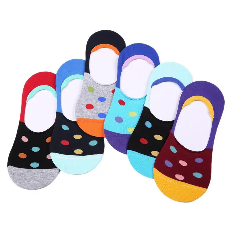 6 Pairs Fashion Men Boat Socks Casual Low Cut Sock Heels Silicone Non-slip Invisible Cotton Socks Summer Unisex Socks