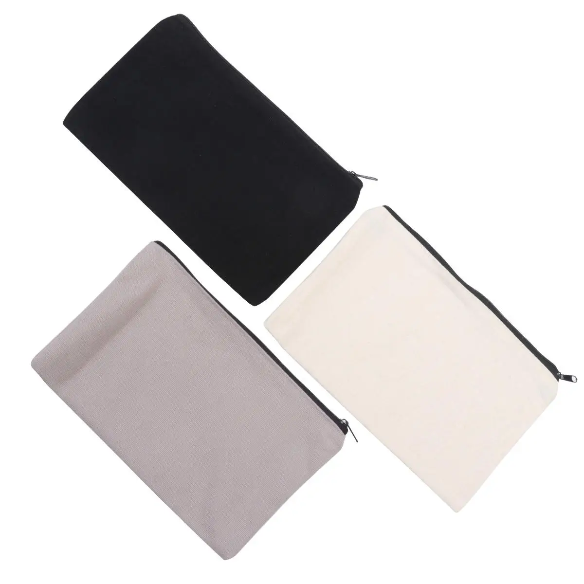 

12PCS Zipper Pencil Case Canvas Stationery Bag Portable Makeup Bags Cosmetics Storage Solution For Pens Jewels Keys