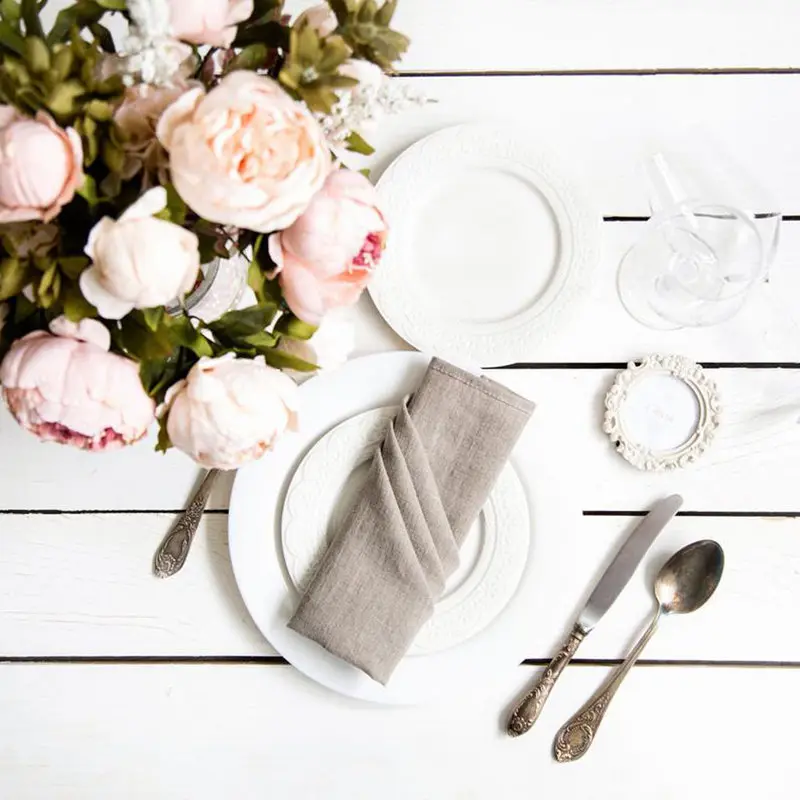 6 Pieces Linen Napkin White Napkins Table Dinner Napkins for Wedding Party 6 Size Available