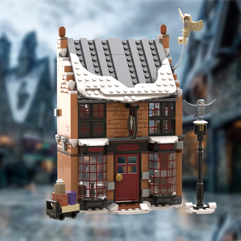 414pcs MOC Hogsmeade Village Owl Post Harry Model Building Blocks Toy Construction Christmas Gifts Education Idea Craft Brick