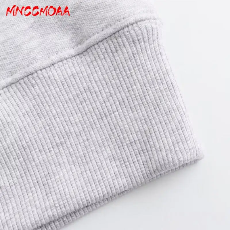 MNCCMOAA-Women\'s Loose Denim Splice Pullover Hoodie Sweatshirt Elastic High Waist Jogging Pants Set Female Fashion Autumn 2024