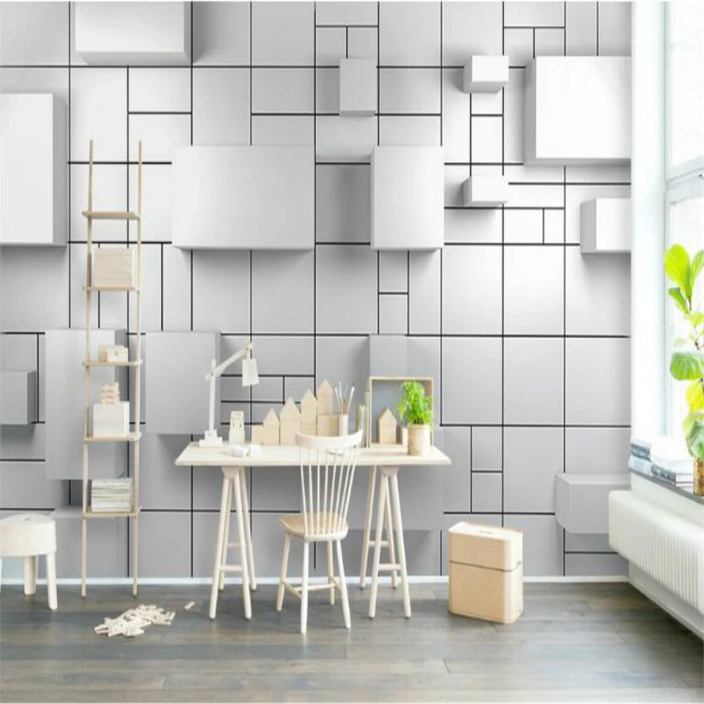 

Modern Luxury 3d wallpaper for room 3D White Cube Geometric Brick Wall Mural Wallpapers Wall Papers Home Decor 3D Murals