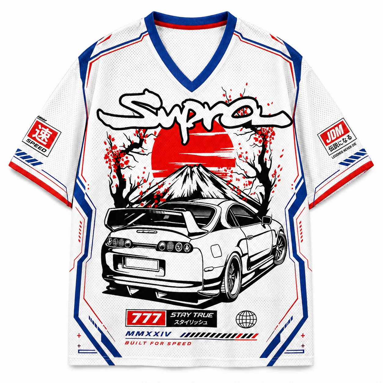 2026 New Mesh V-neck Mesh Jersey with Printed Pattern, Lightweight Streetwear, Short Sleeved Casual for Adults and Children