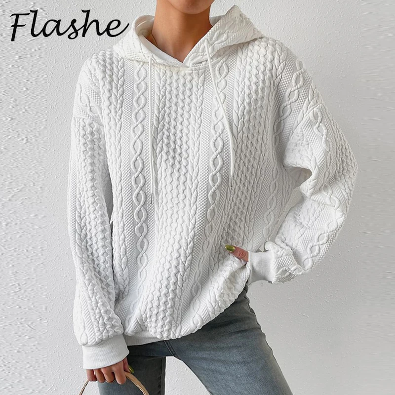 Fashion Sweatshirt Women Casual Pullover Autumn Winter Hoodies Women Sweatshirts Long Sleeve Jumper White