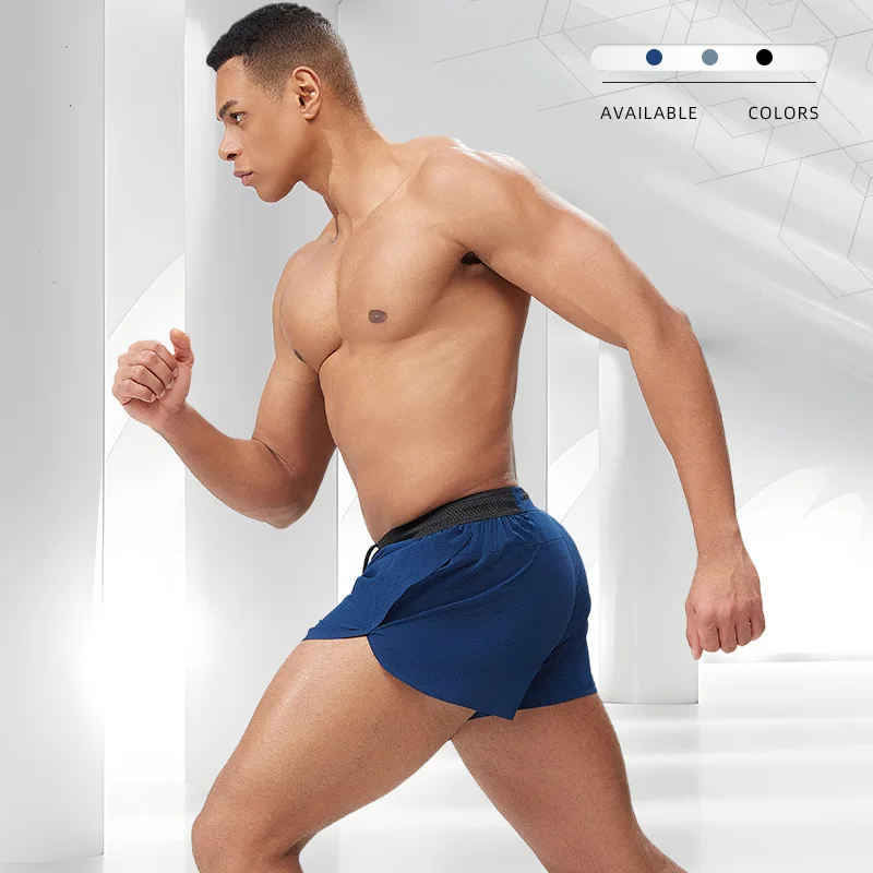 Sports shorts for men, professional marathon running, racing, three minute shorts, quick drying, breathable, anti glare, fitness
