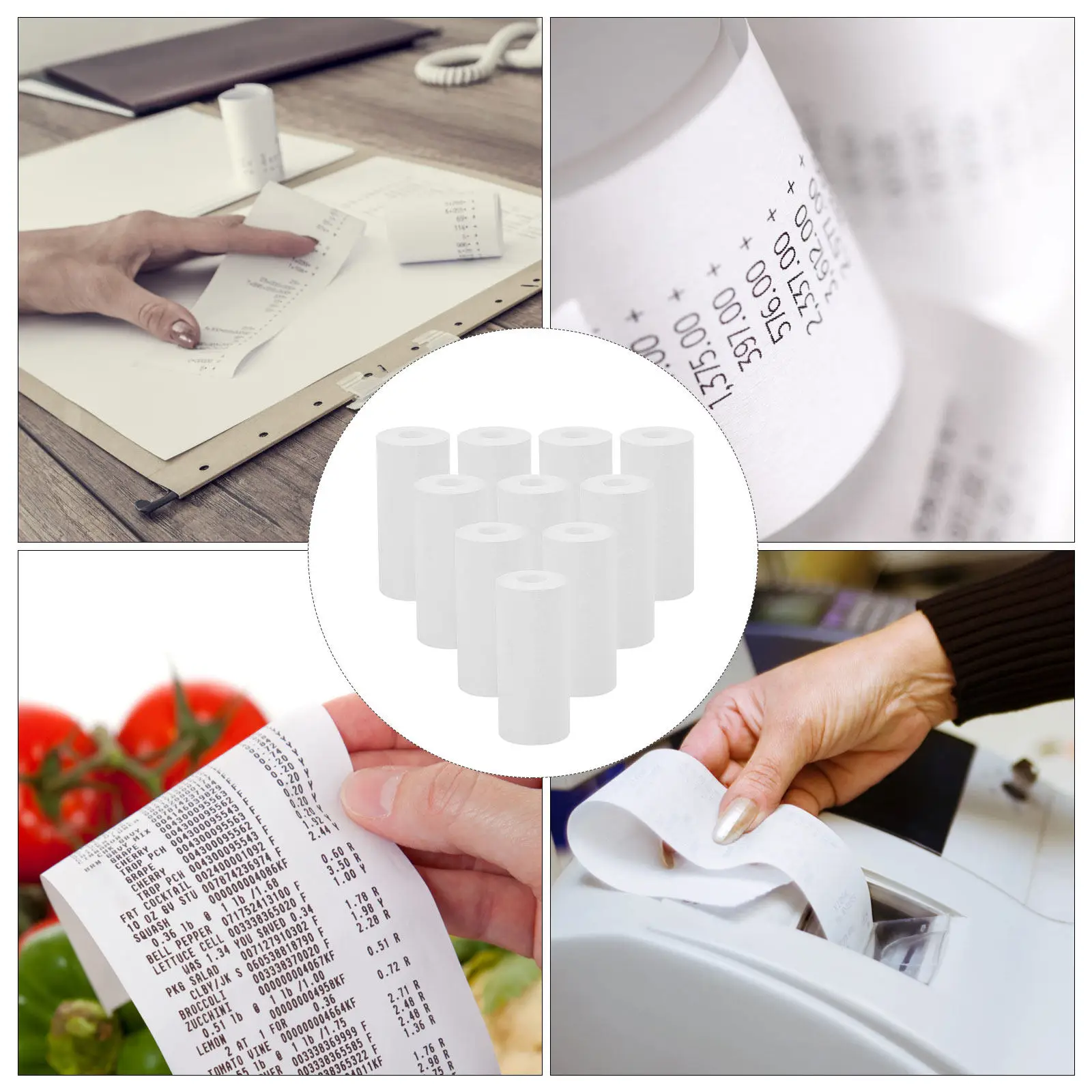 

10 Rolls Blank Thermal Printer Label Paper Smooth Surface Waterproof Smudge Resistant Correction Stickers for Office Home School